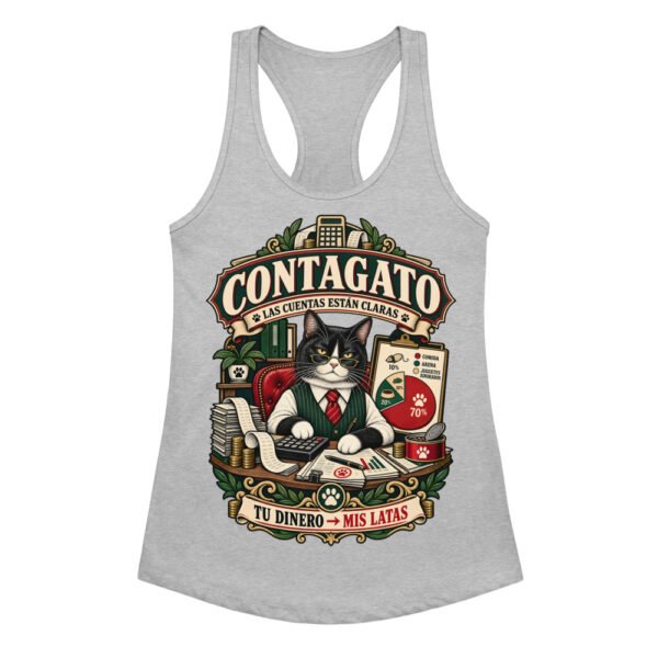 Camiseta de gatos para mujer Contagato en color gris jaspeado, vista plana