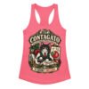 Camiseta de gatos para mujer Contagato en color rosa eléctrico, vista plana