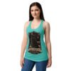 Camiseta de gatos para mujer Escorpio en color azul tahití, sobre modelo