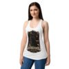 Camiseta de gatos para mujer Escorpio en color blanco, sobre modelo