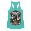 Camiseta de gatos para mujer Fotógato en color azul tahití, vista plana