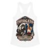 Camiseta de gatos para mujer Fotógato en color blanco, vista plana