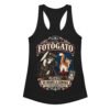 Camiseta de gatos para mujer Fotógato en color negro, vista plana