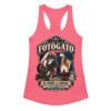 Camiseta de gatos para mujer Fotógato en color rosa eléctrico, vista plana