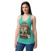 Camiseta de gatos para mujer Gatólogo en color azul tahití, sobre modelo
