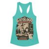 Camiseta de gatos para mujer Gatólogo en color azul tahití, vista plana