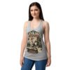 Camiseta de gatos para mujer Gatólogo en color gris jaspeado, sobre modelo