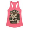 Camiseta de gatos para mujer Gatólogo en color rosa eléctrico, vista plana
