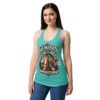Camiseta de gatos para mujer Géminis en color azul tahití, sobre modelo