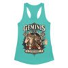 Camiseta de gatos para mujer Géminis en color azul tahití, vista plana