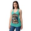 Camiseta de gatos para mujer Ingegato en color azul tahití, sobre modelo