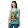 Camiseta de gatos para mujer Leo en color azul tahití, sobre modelo