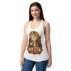 Camiseta de gatos para mujer Leo en color blanco, sobre modelo