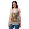Camiseta de gatos para mujer Leo en color gris jaspeado, sobre modelo