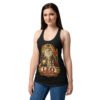 Camiseta de gatos para mujer Leo en color negro, sobre modelo