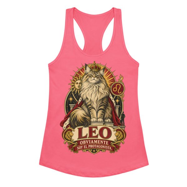 Camiseta de gatos para mujer Leo en color rosa eléctrico, vista plana