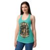 Camiseta de gatos para mujer Libra en color azul tahití, sobre modelo