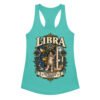 Camiseta de gatos para mujer Libra en color azul tahití, vista plana