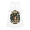 Camiseta de gatos para mujer Libra en color blanco, vista plana