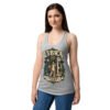 Camiseta de gatos para mujer Libra en color gris jaspeado, sobre modelo