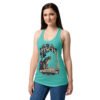 Camiseta de gatos para mujer Piscis en color azul tahití, sobre modelo