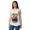 Camiseta de gatos para mujer Psicogato en color blanco, sobre modelo