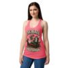 Camiseta de gatos para mujer Psicogato en color rosa eléctrico, sobre modelo