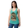 Camiseta de gatos para mujer Sagitario en color azul tahití, sobre modelo