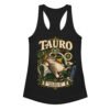 Camiseta de gatos para mujer Tauro en color negro, vista plana