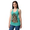 Camiseta de gatos para mujer Virgo en color azul tahití, sobre modelo