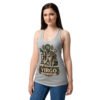 Camiseta de gatos para mujer Virgo en color gris jaspeado, sobre modelo