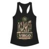 Camiseta de gatos para mujer Virgo en color negro, vista plana