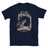Camiseta gatos Piscis en color marino, vista plana