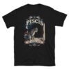 Camiseta gatos Piscis en color negro, vista plana