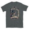 Camiseta gatos Piscis en color oscuro jaspeado, vista plana