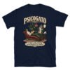 Camiseta gatos Psicogato en color marino, vista plana