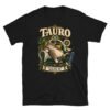 Camiseta gatos Tauro en color negro, vista plana