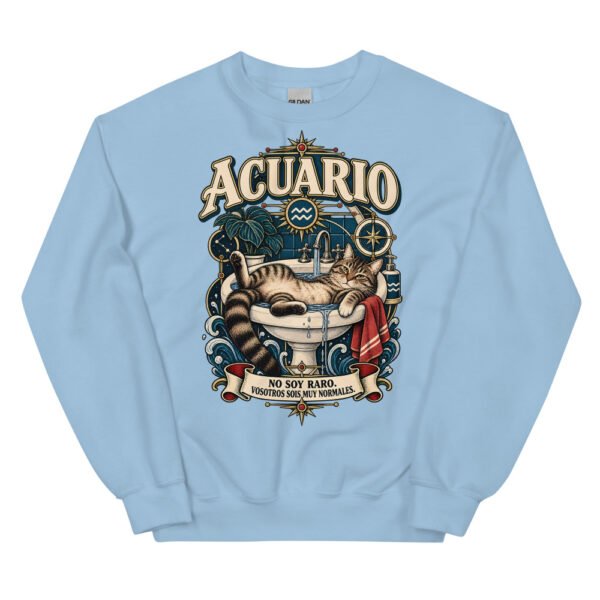 Sudadera gatos Acuario en color azul claro, vista plana