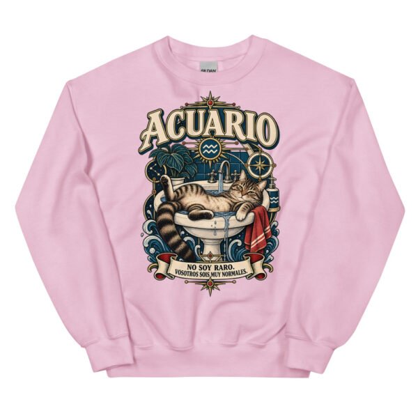 Sudadera gatos Acuario en color rosa claro, vista plana
