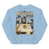 Sudadera gatos Arquigato en color azul claro, vista plana