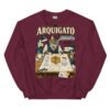 Sudadera gatos Arquigato en color granate, vista plana