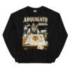 Sudadera gatos Arquigato en color negro, vista plana