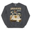 Sudadera gatos Arquigato en color oscuro jaspeado, vista plana