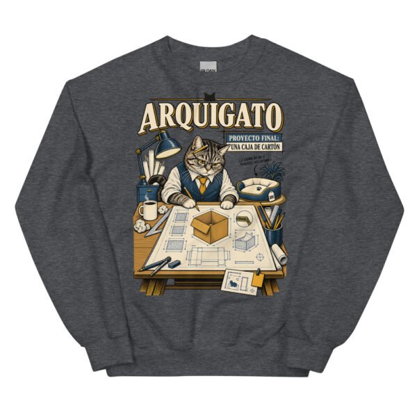 Sudadera gatos Arquigato en color oscuro jaspeado, vista plana