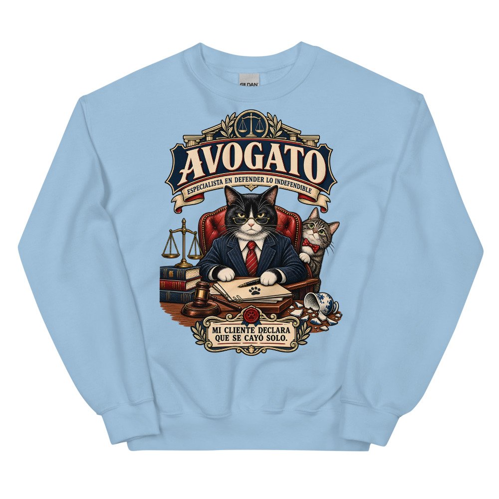 Sudadera gatos Avogato en color azul claro, vista plana