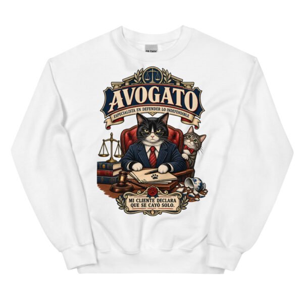 Sudadera gatos Avogato en color blanco, vista plana
