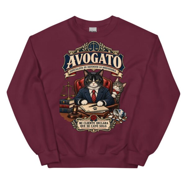Sudadera gatos Avogato en color granate, vista plana