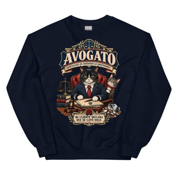 Sudadera gatos Avogato en color marino, vista plana