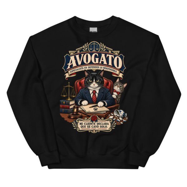 Sudadera gatos Avogato en color negro, vista plana
