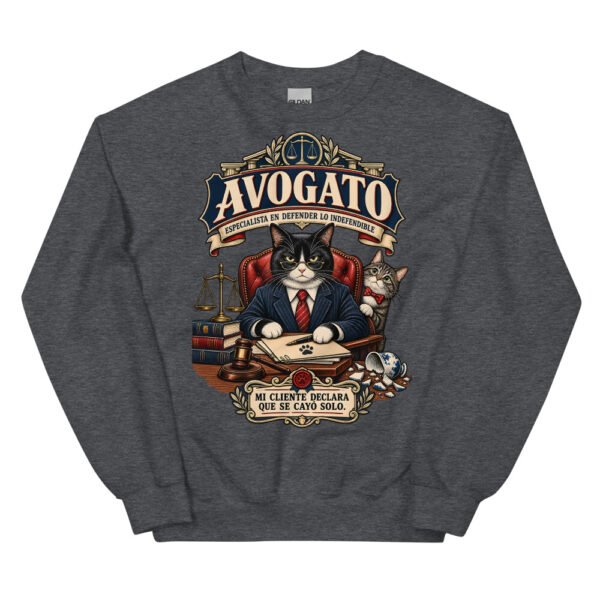 Sudadera gatos Avogato en color oscuro jaspeado, vista plana